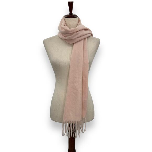 NEW Macy's Style&Co. Pastel Pink Winter Scarf Rectangle Fringe Trim Coquette NWT - Picture 5 of 8